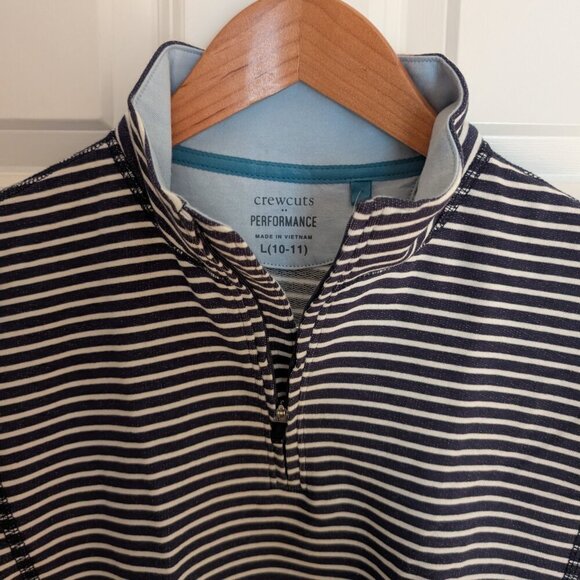 NWT Kid's Crewcuts Navy White Striped Performance Pullover Sweatshirt - Picture 6 of 13